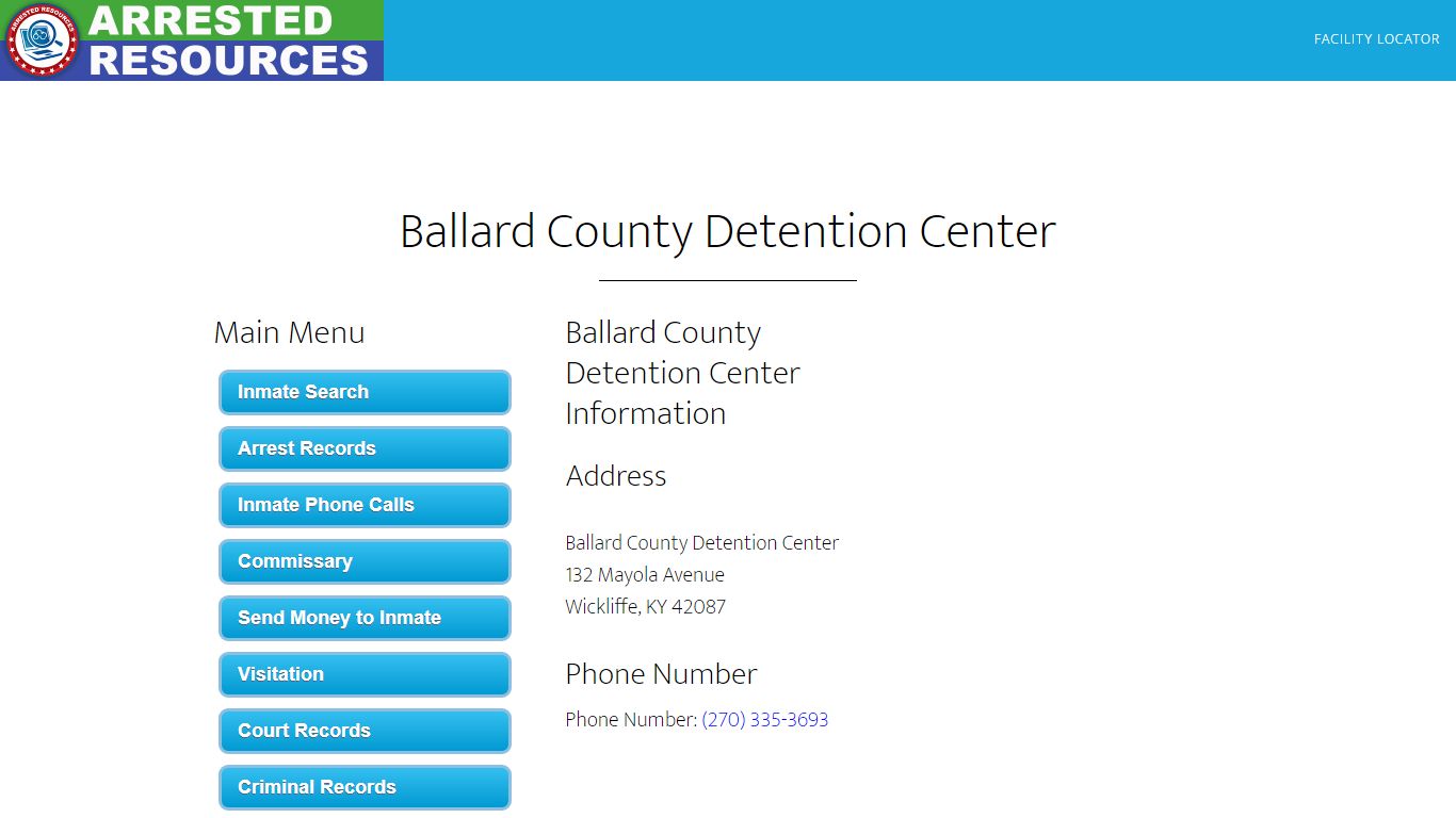 Ballard County Detention Center - Inmate Search - Wickliffe, KY