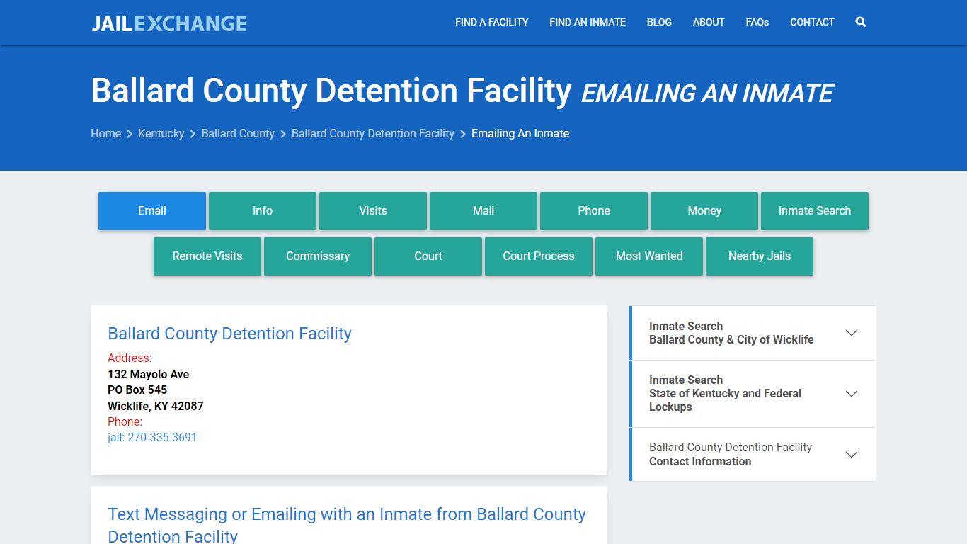 Inmate Text, Email - Ballard County Detention Facility, KY - Jail Exchange